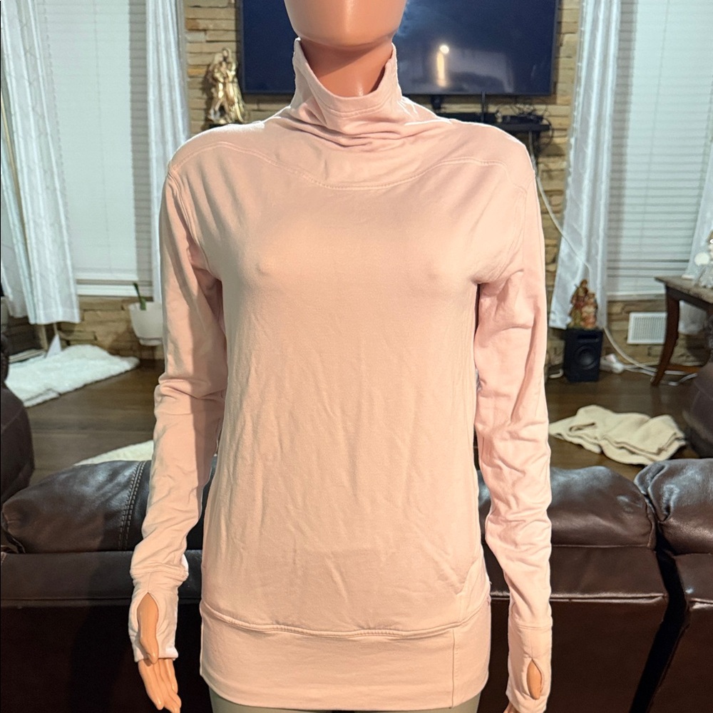 lululemon athletica Light Pink Long Sleeve Thumbhole Turtleneck Sweater